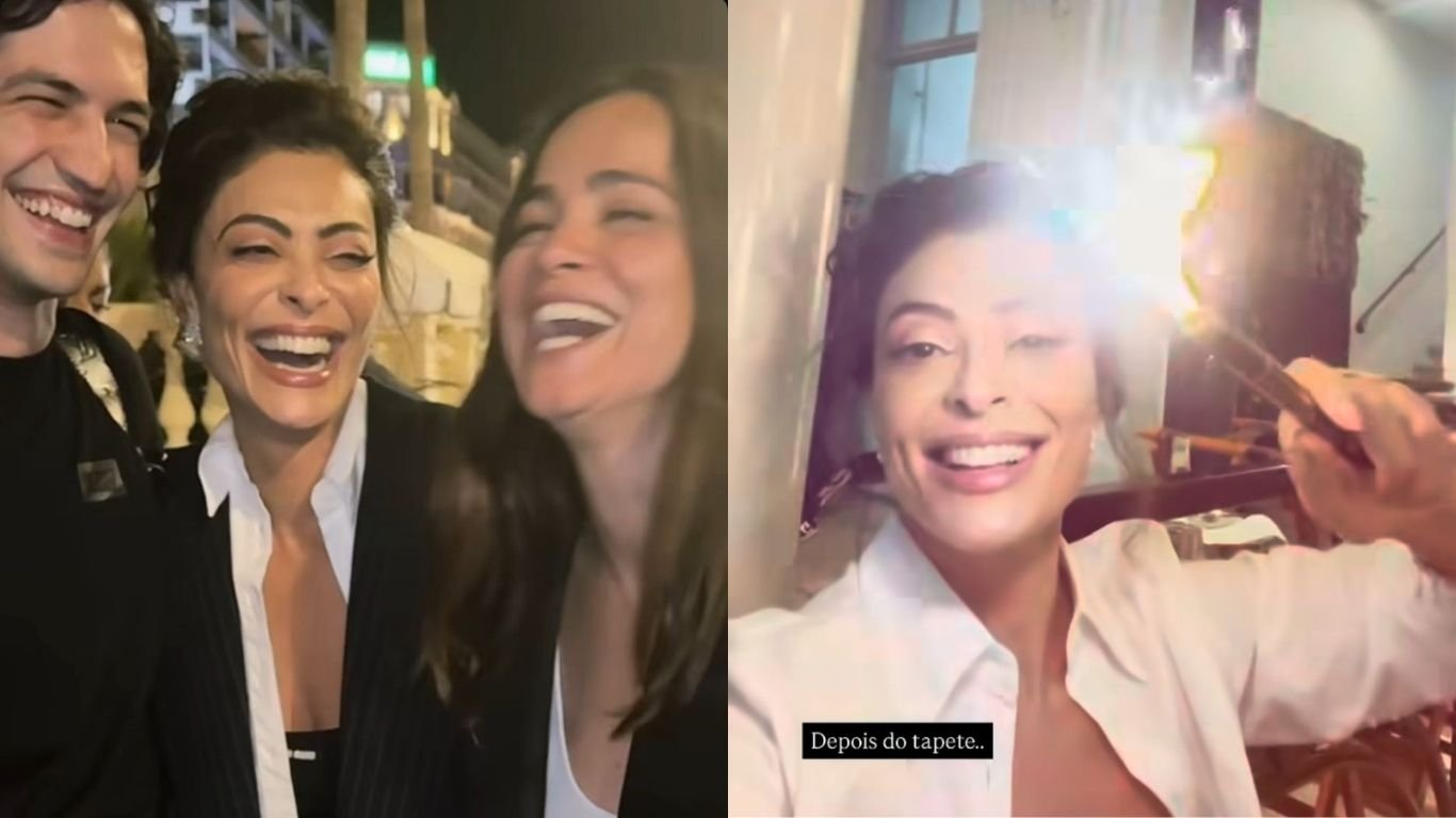 Juliana Paes curte Cannes com Alice Braga e Gabriel Leone