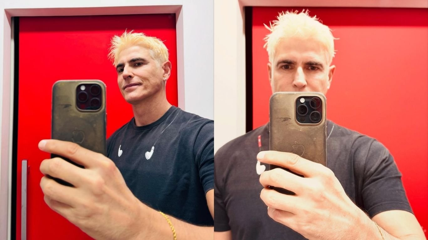 Reynaldo Gianecchini radicaliza e surge com cabelo platinado