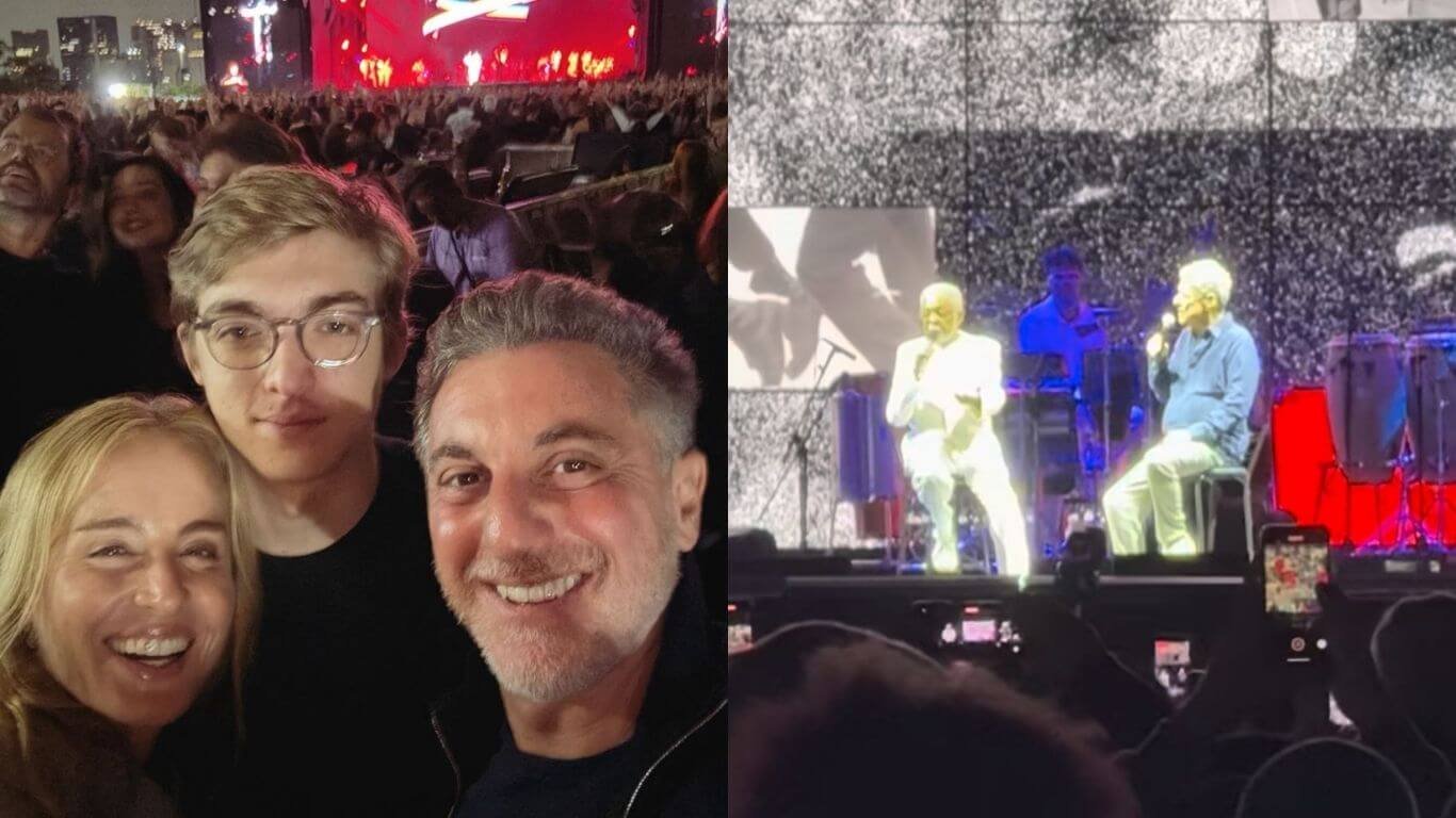 Ao lado do filho, Angélica e Luciano Huck curtem show de Gilberto Gil
