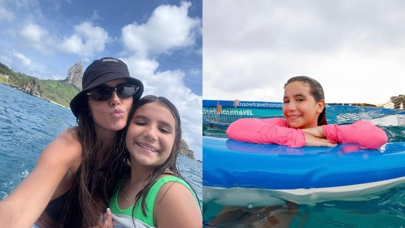 Em Noronha, Deborah Secco aproveita férias ao lado da filha