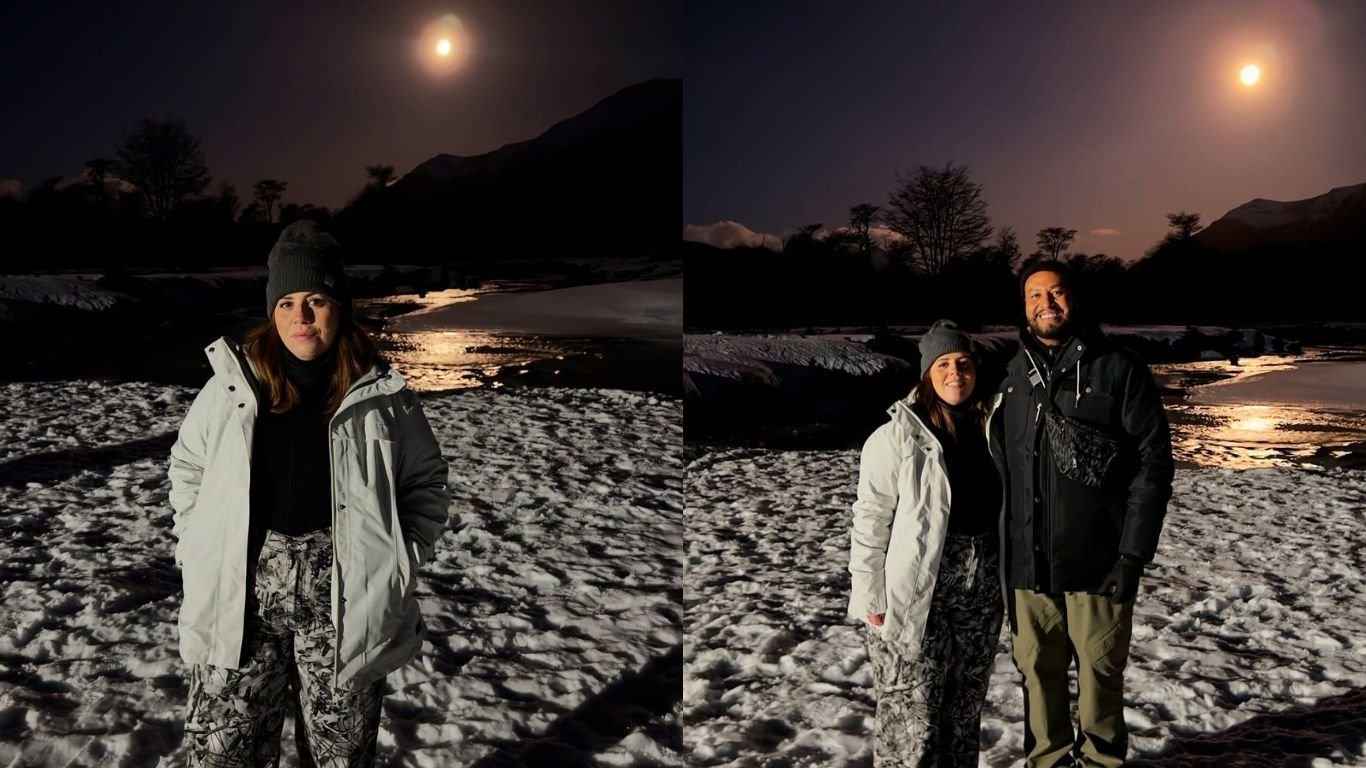 Tati Machado e o marido curtem passeio congelante na Argentina