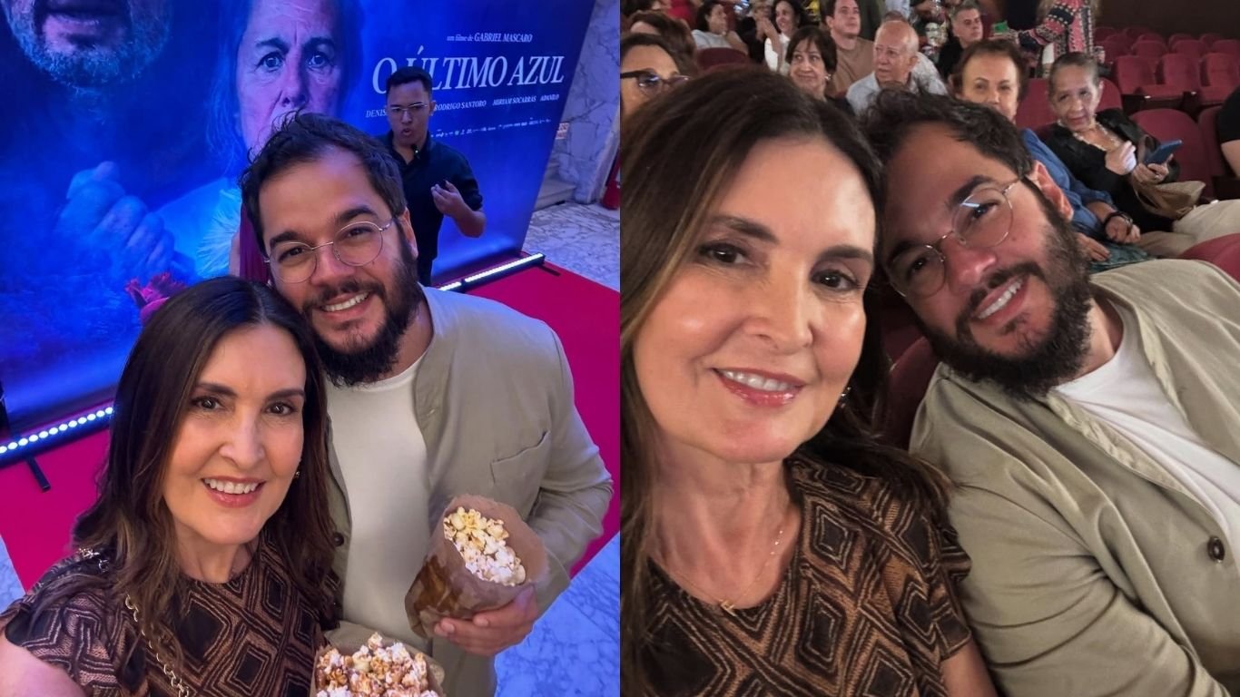 No Recife, Fátima Bernardes vai à pré-estreia do filme ‘O Último Azul’