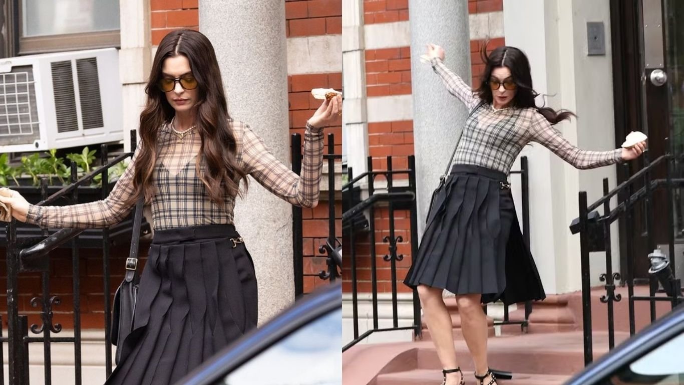 Anne Hathaway leva tombo nas filmagens de ‘O Diabo Veste Prada’; veja