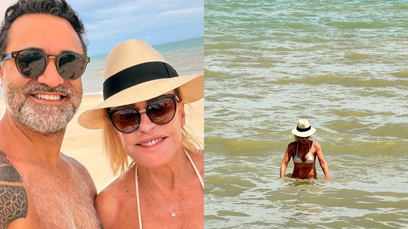 Ana Maria Braga abre álbum de fim de semana na praia com o marido