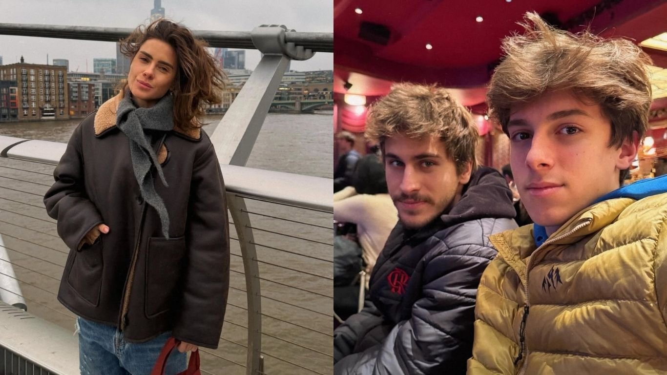 Ao lado dos filhos, Carolina Dieckmmann abre álbum de Natal em Londres