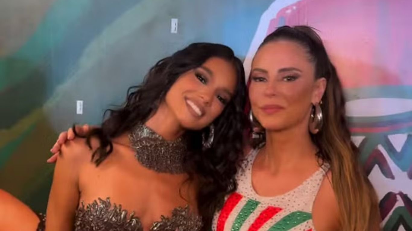 Ex-BBB Alane Dias mostra encontro com Paolla Oliveira em ensaio da Grande Rio