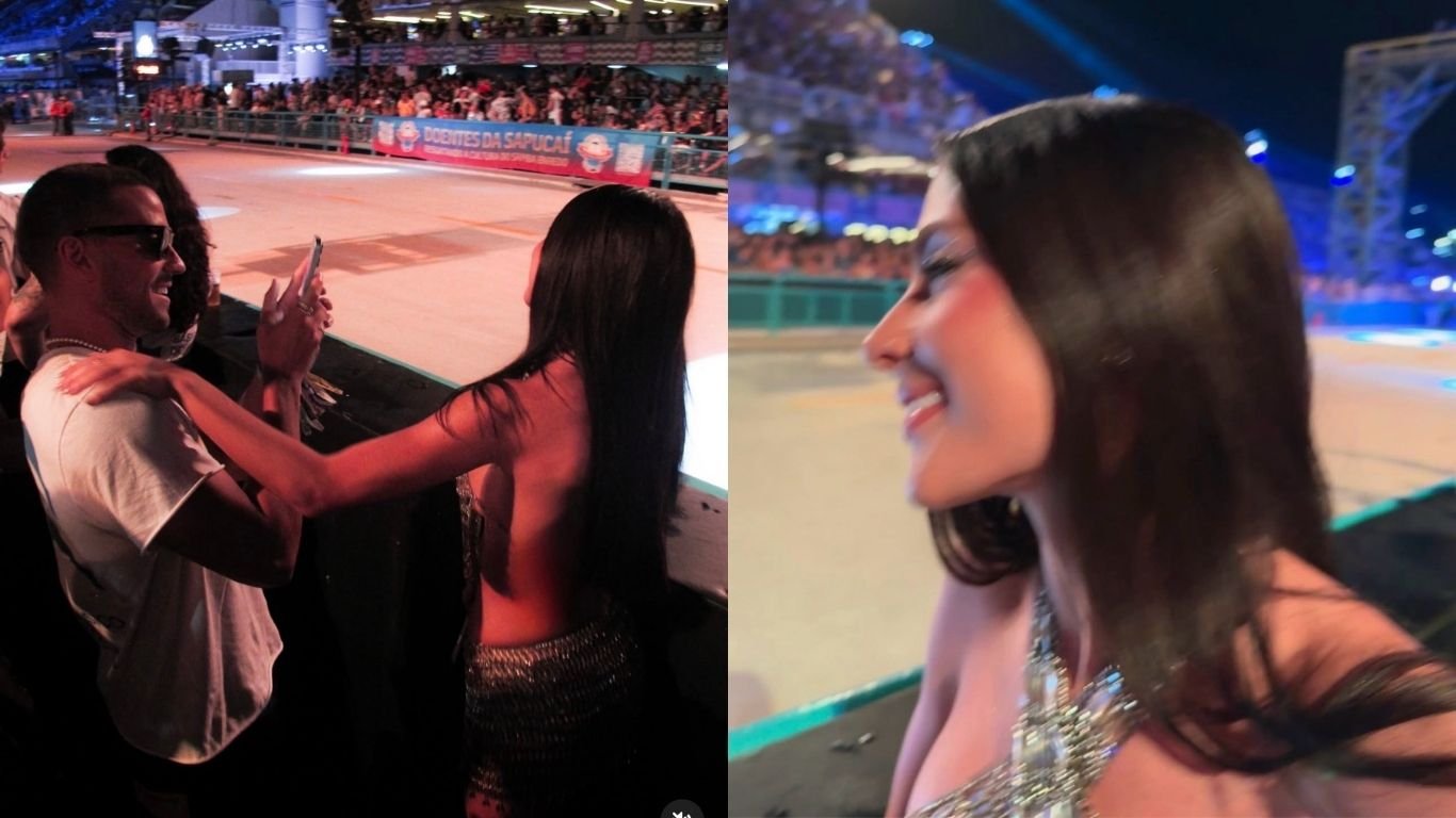 André Lamoglia vira fotógrafo de Jade Picon durante desfiles na Sapucaí