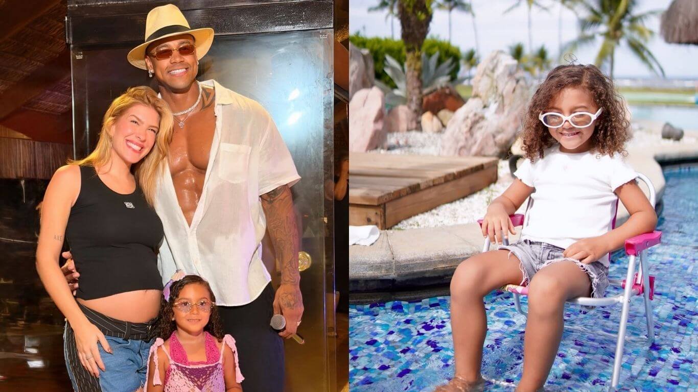 Grávida, Lore Improta posta clique ao lado de Léo Santana e da filha, Liz