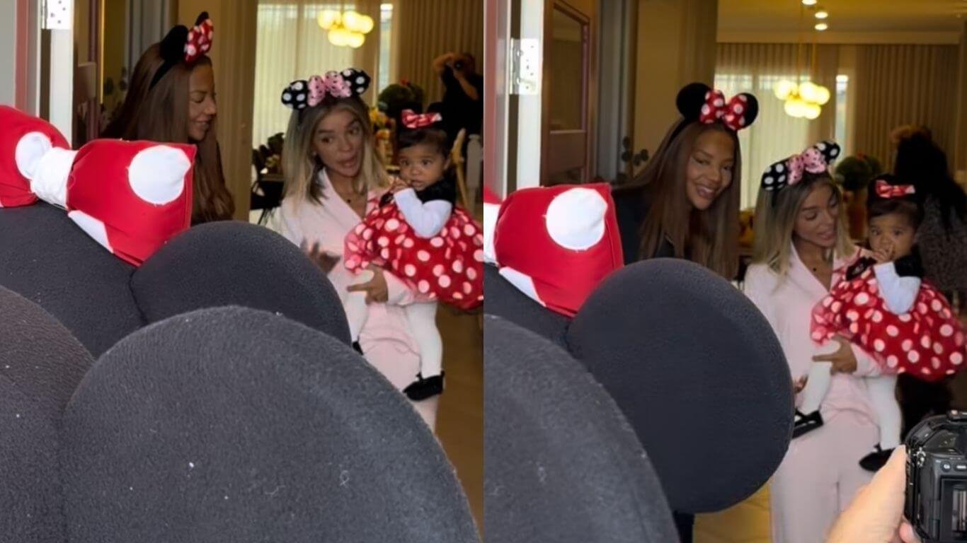 Ludmilla registra primeiro encontro da filha com Minnie e Mickey 