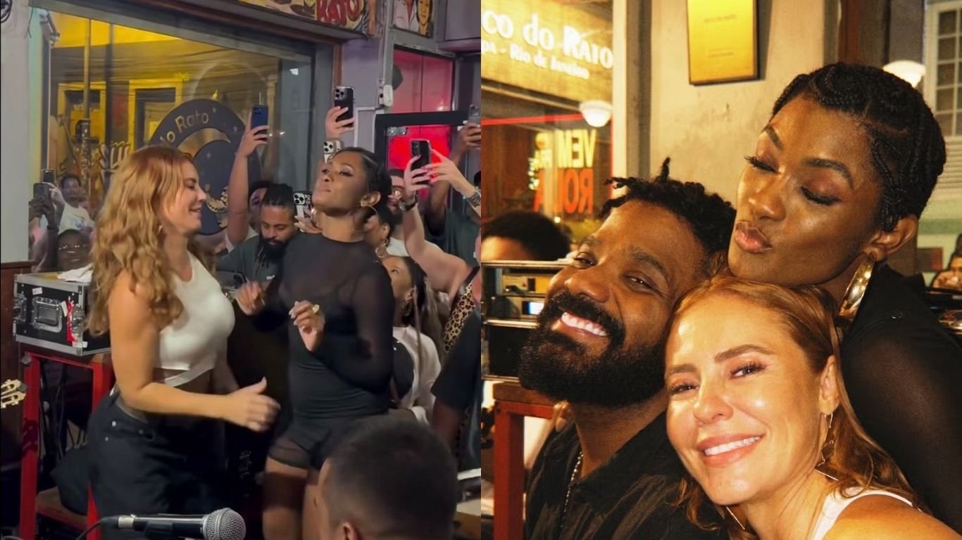 Erika Januza e Paolla Oliveira curtem roda de samba de Arlindinho no Rio