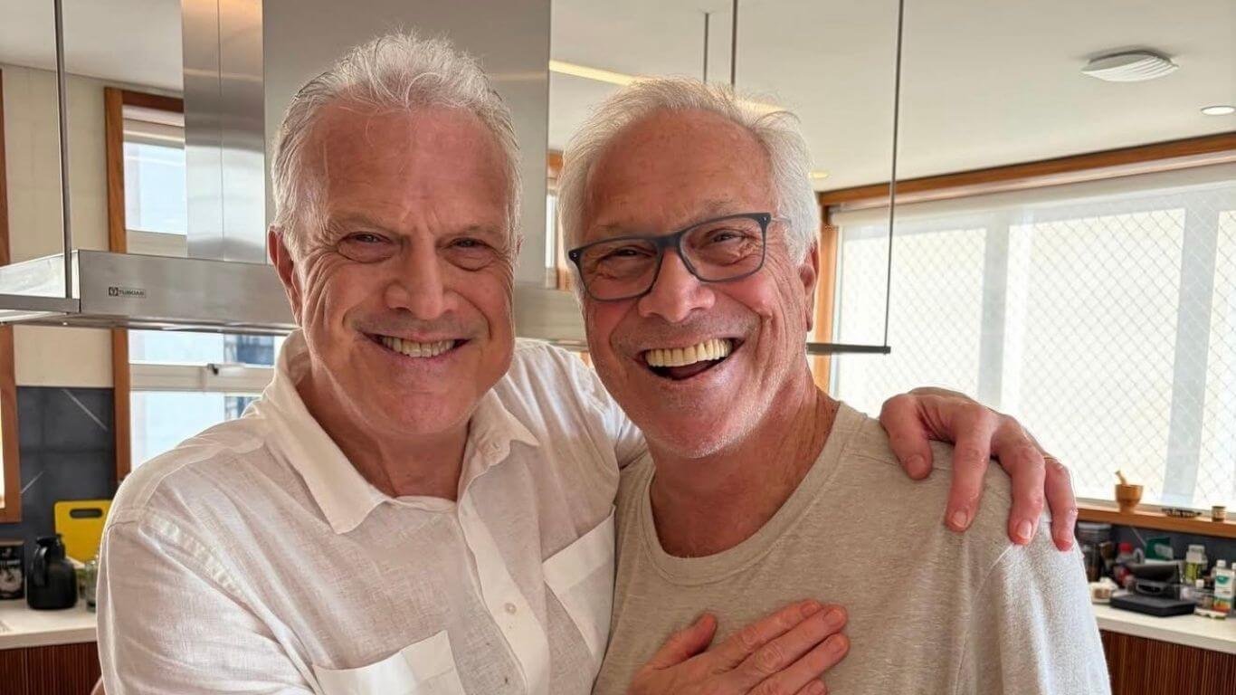 Pedro Bial surge em foto rara com o irmão e semelhança impressiona